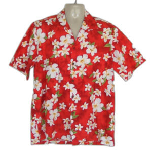 PACIFIC LEGEND Hawaiian Shirt, L, Red Floral, Pocket, Made in Hawaii, SS